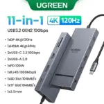 ⁦محور توصيل UGREEN 13 في 1 – دعم عرض ثلاثي (Triple Display) بدقة 4K، شحن PD 100 واط، USB 3.2 بسرعة 10 جيجابت/ثانية، قارئ بطاقات SD/TF⁩ - الصورة ⁦10⁩