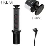 ⁦مقبس كهرباء قابل للسحب من UNKAS – 3 منافذ + Type-C، دعم EU/FR، تصميم مدمج للمطبخ والطاولات⁩ - الصورة ⁦8⁩