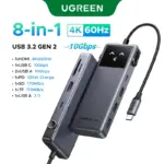 ⁦محور توصيل UGREEN Uno 6 في 1 – HDMI 4K@60Hz، شحن PD 100 واط، USB 3.2 بسرعة 10 جيجابت/ثانية، مثالي لـ MacBook Pro/Air ولابتوبات USB-C⁩ - الصورة ⁦11⁩