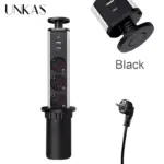 ⁦مقبس كهرباء قابل للسحب من UNKAS – 3 منافذ + Type-C، دعم EU/FR، تصميم مدمج للمطبخ والطاولات⁩ - الصورة ⁦17⁩
