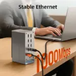 ⁦✅ محور توصيل CABLETIME 16 في 1 – دعم عرض ثلاثي/رباعي عبر MST، شحن PD 100 واط، USB 3.2 بسرعة 10 جيجابت/ثانية، إيثرنت جيجابت⁩ - الصورة ⁦6⁩