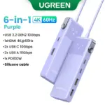 ⁦محور توصيل UGREEN Uno 6 في 1 – HDMI 4K@60Hz، شحن PD 100 واط، USB 3.2 بسرعة 10 جيجابت/ثانية، مثالي لـ MacBook Pro/Air ولابتوبات USB-C⁩ - الصورة ⁦8⁩