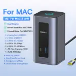 ⁦محور توصيل Baseus 12 في 1 – دعم عرض ثلاثي (MST) بدقة 4K@60Hz، شحن PD 100 واط، USB 3.2 بسرعة 10 جيجابت/ثانية، إيثرنت جيجابت — متوافق مع macOS وWindows⁩ - الصورة ⁦11⁩