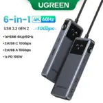 ⁦محور توصيل UGREEN Uno 6 في 1 – HDMI 4K@60Hz، شحن PD 100 واط، USB 3.2 بسرعة 10 جيجابت/ثانية، مثالي لـ MacBook Pro/Air ولابتوبات USB-C⁩ - الصورة ⁦7⁩