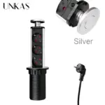 ⁦مقبس كهرباء قابل للسحب من UNKAS – 3 منافذ + Type-C، دعم EU/FR، تصميم مدمج للمطبخ والطاولات⁩ - الصورة ⁦11⁩