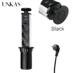 ⁦مقبس كهرباء قابل للسحب من UNKAS – 3 منافذ + Type-C، دعم EU/FR، تصميم مدمج للمطبخ والطاولات⁩ - الصورة ⁦13⁩