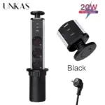 ⁦مقبس كهرباء قابل للسحب من UNKAS – 3 منافذ + Type-C، دعم EU/FR، تصميم مدمج للمطبخ والطاولات⁩ - الصورة ⁦15⁩