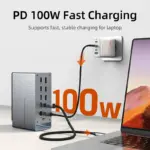 ⁦✅ محور توصيل CABLETIME 16 في 1 – دعم عرض ثلاثي/رباعي عبر MST، شحن PD 100 واط، USB 3.2 بسرعة 10 جيجابت/ثانية، إيثرنت جيجابت⁩ - الصورة ⁦4⁩