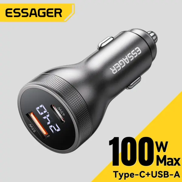 شاحن سيارة USB-C PD 100W سريع – شحن فائق السرعة للهواتف والأجهزة الذكية