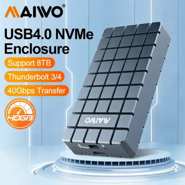 علبة هارد ديسك خارجية SSD NVMe USB-C سرعة فائقة نقل بيانات 10Gbps هيكل ألومنيوم