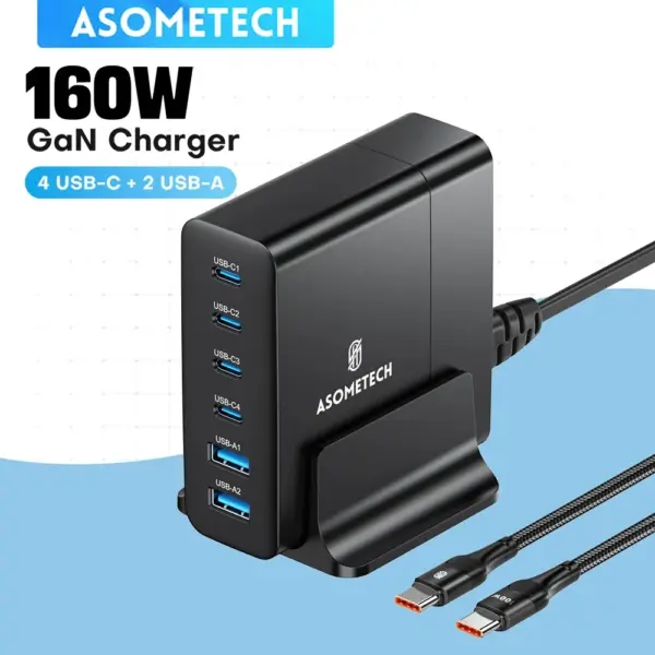 شاحن GaN 100 واط متعدد المنافذ USB Type-C شحن سريع ذكي للأجهزة الذكية