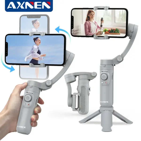 Phone gimbal مثبت هاتف ذكي ثلاثي المحاور حامل كاميرا محمول مع ريموت بلوتوث وتصميم قابل للطي