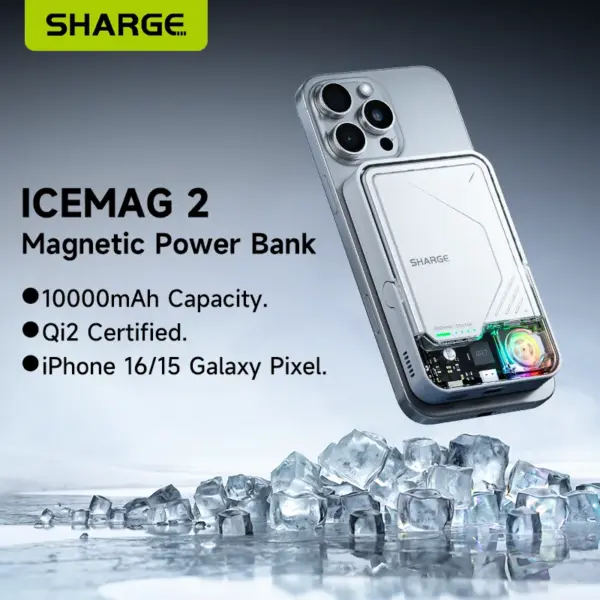 Wireless magnetic power bank بنك طاقة مغناطيسي لاسلكي شحن سريع عالي السعة لهواتف آيفون وأندرويد