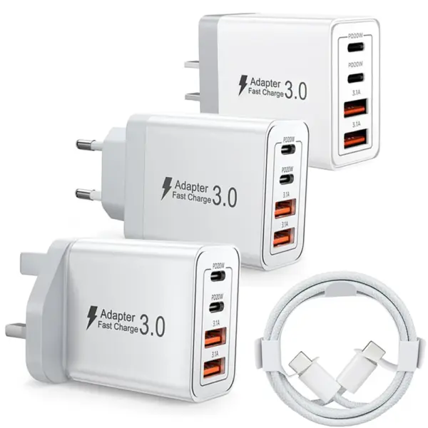 شاحن USB-C PD 40W متعدد المنافذ – شحن فائق للهواتف والأجهزة الذكية