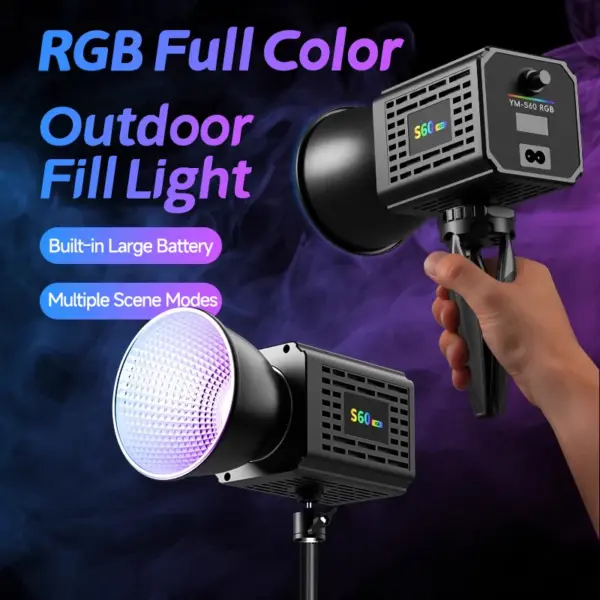 إضاءة احترافية للتصوير والفيديو | RGB ثنائية اللون بسطوع عالي وبطارية مدمجة لصناع المحتوى