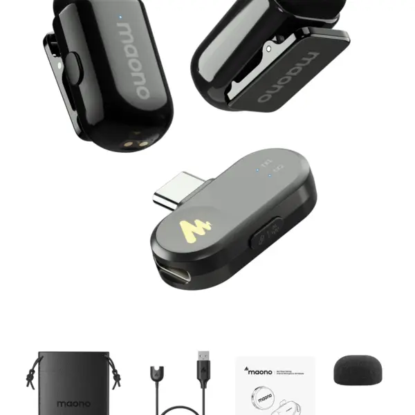 مايكروفون Maono T1 Mini لاسلكي احترافي 100م مع عزل ضوضاء AI وصوت ستوديو للبث وصناع المحتوى